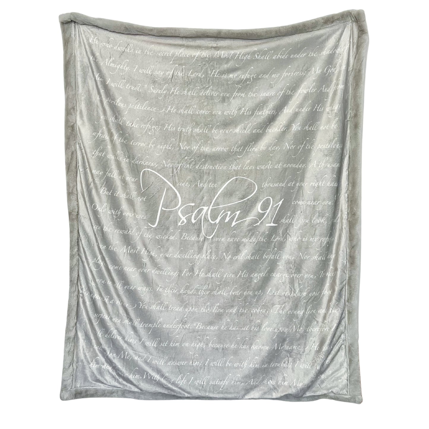 Gray Psalm 91 Throw Blanket | Soft, Luxurious Faux Fur