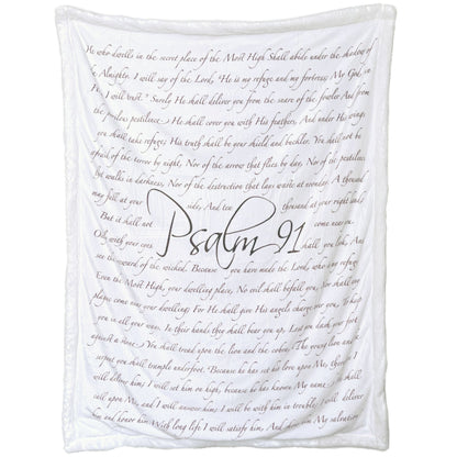 White Psalm 91 Throw Blanket | Soft, Luxurious Faux Fur